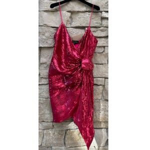 Retrofete Sequin Cocktail Dress in Fuchsia